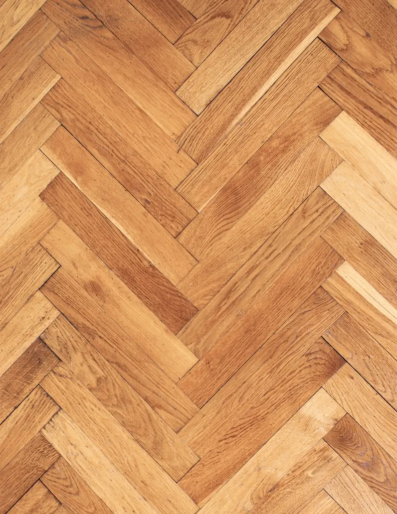 Herringbone pattern hardwood floor